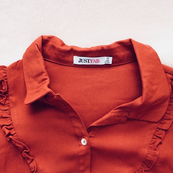 JustFab Ruffle Front Blouse - Picture 2 of 5